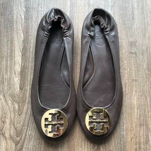 Tory Burch Shoes - Tory Burch Minnie Flat Brown and Gold Tory Burch Shoes - Tory Burch Minnie Flat Brown and Gold